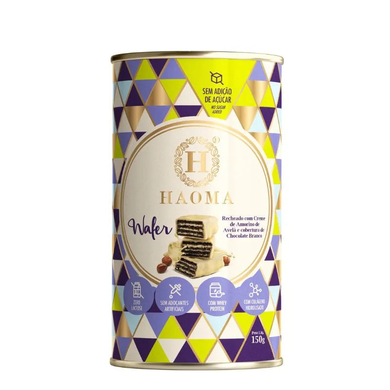Haoma Wafer Recheado Creme de Amorino de Avelã e Chocolate Branco (150g)